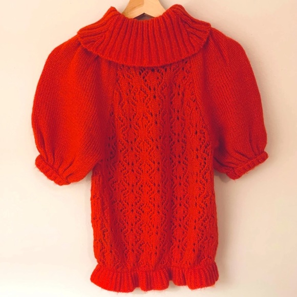 NWOT For Love and Lemons Francois Puff Sleeve Sweater Cardigan L - Picture 7 of 8